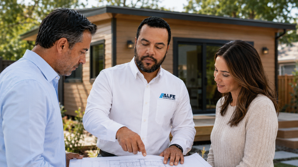 Alfe Construction team building a custom home addition on a residential property in Orlando, Central Florida