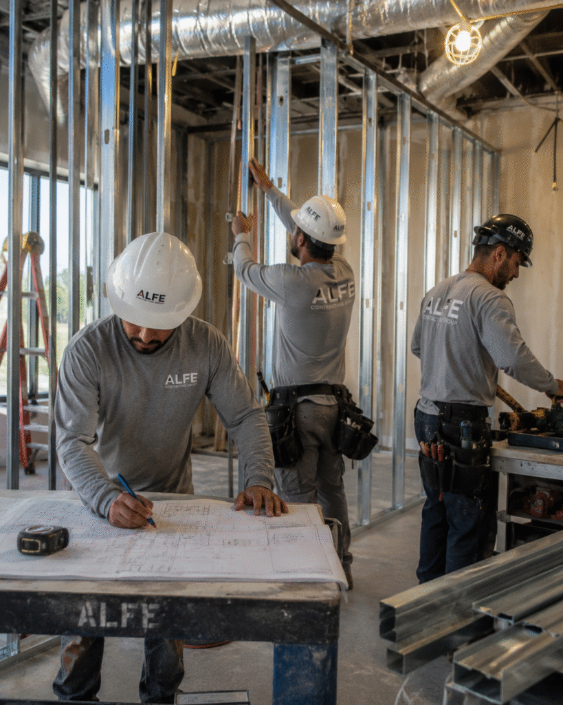 Alfe Construction team completing a custom dental office build-out project in Orlando, Central Florida